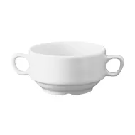Churchill Whiteware Vitrified Porcelain Round Handled Stacking Soup Bowl 40cl 14.1oz - pack size 24