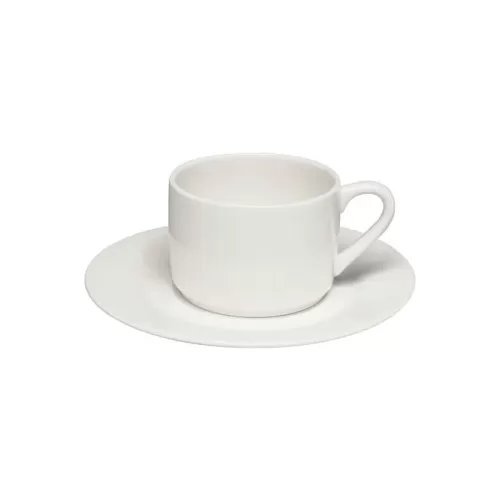 Elia Glacier Bone China White Round Teacup Saucer 15.5cm For B2330 - pack size 6