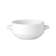 Steelite Simplicity Vitrified Porcelain White Round Lugged Stacking Soup Cup 28.5cl - pack size 36
