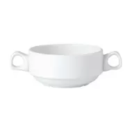 Steelite Simplicity Vitrified Porcelain White Round Handled Stacking Soup Cup 10oz - pack size 36
