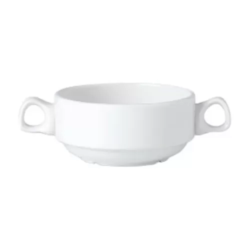 Steelite Simplicity Vitrified Porcelain White Round Handled Stacking Soup Cup 10oz - pack size 36