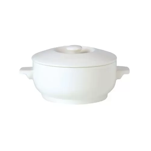 Steelite Simplicity Vitrified Porcelain White Round Soup Bowl Covered 42.5cl - pack size 6