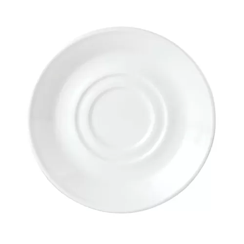 Steelite Simplicity Vitrified Porcelain White Round Double Well Saucer 16.5cm - pack size 36