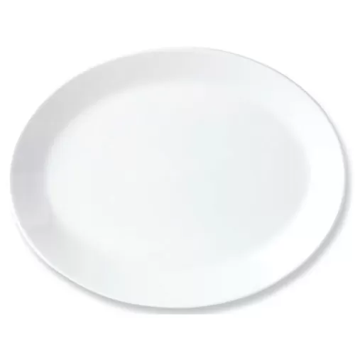 Steelite Simplicity Vitrified Porcelain White Oval Coupe Plate 39.5cm - pack size 6