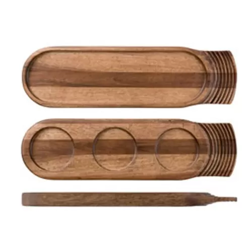 Churchill Art De Cuisine Acacia Brown Large Single Handled Wooden Tray 48x14cm - pack size 4