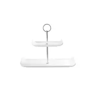 Churchill Alchemy Fine China White Rectangular Small Two Tier Plate Tower 30x22x14.5cm - pack size 2
