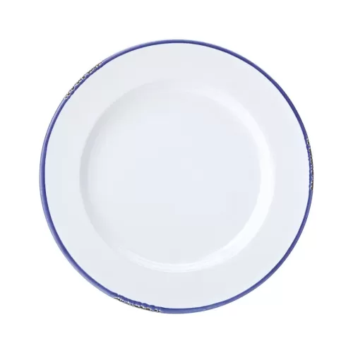 Utopia Avebury Blue Stoneware White Round Plate 25.5cm 10 Inch - pack size 6