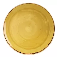 Churchill Stonecast Vitrified Porcelain Mustard Seed Yellow Round Coupe Plate 28.8cm - pack size 12
