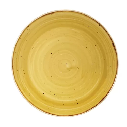 Churchill Stonecast Vitrified Porcelain Mustard Seed Yellow Round Coupe Plate 21.7cm - pack size 12