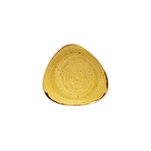 Churchill Stonecast Vitrified Porcelain Mustard Seed Yellow Triangular Plate 19.2cm - pack size 12