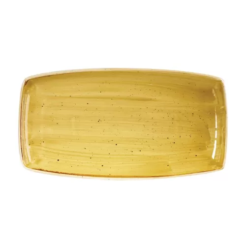 Churchill Stonecast Vitrified Porcelain Mustard Seed Yellow Oblong Plate 34.50x18.5cm - pack size 6