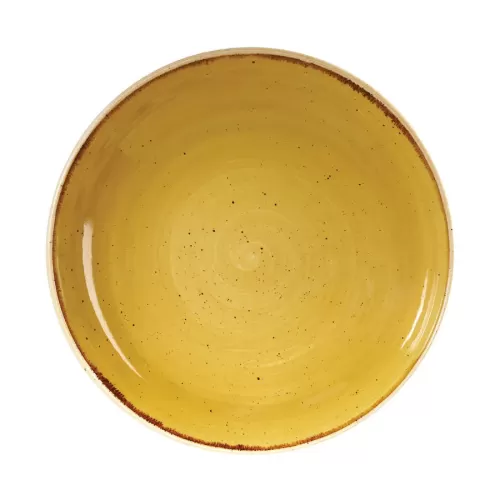 Churchill Stonecast Vitrified Porcelain Mustard Seed Yellow Round Coupe Bowl 24.8cm 113.6cl - pack size 12