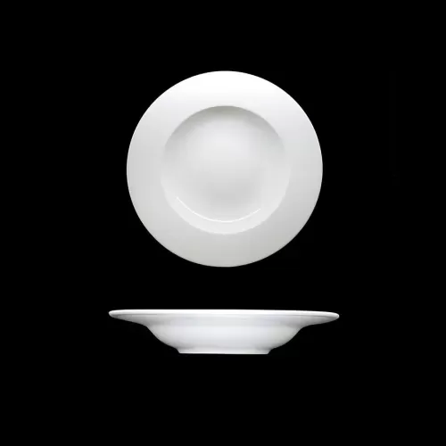 Crème Cézanne Vitrified Porcelain White Round Rimmed Soup Bowl 23cm - pack size 12