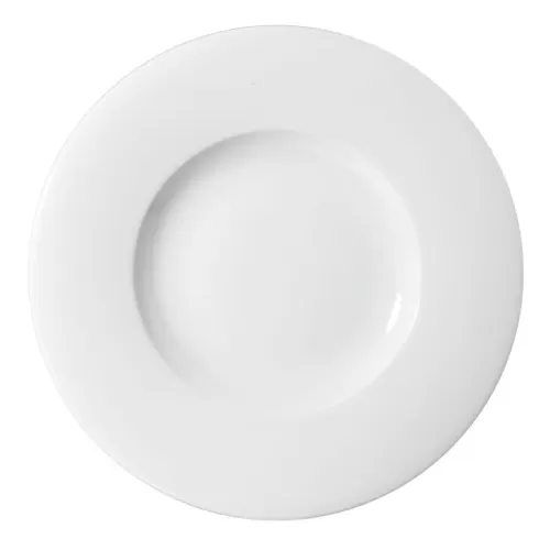 Churchill Profile Vitrified Porcelain White Round Wide Rim Plate 23.6cm - pack size 12
