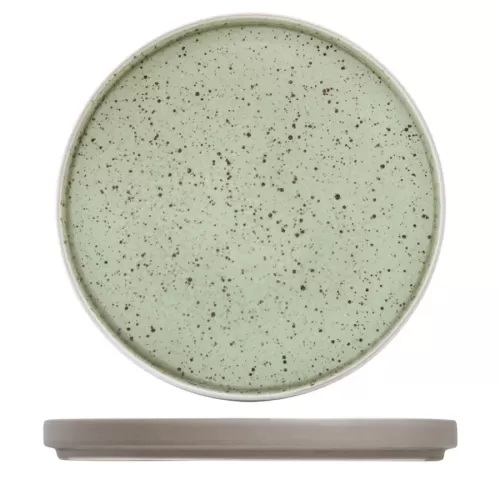 Artisan Elm Vitrified Stoneware Green Round Stacking Plate 26cm - pack size 6