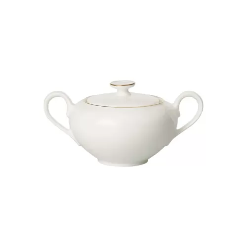 Villeroy & Boch Signature Anmut Gold Bone China Round Covered Handled Sugar Bowl 35cl - pack size 1