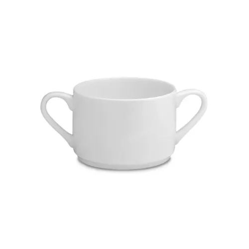 Elia Glacier Bone China White Handled Soup Cup - pack size 6
