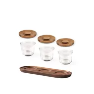 Craster Tilt Walnut Mini Glass Jar Set - pack size 1