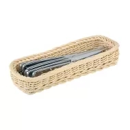 APS Plastic Oblong Rattan Cutlery Basket Light Beige - pack size 1