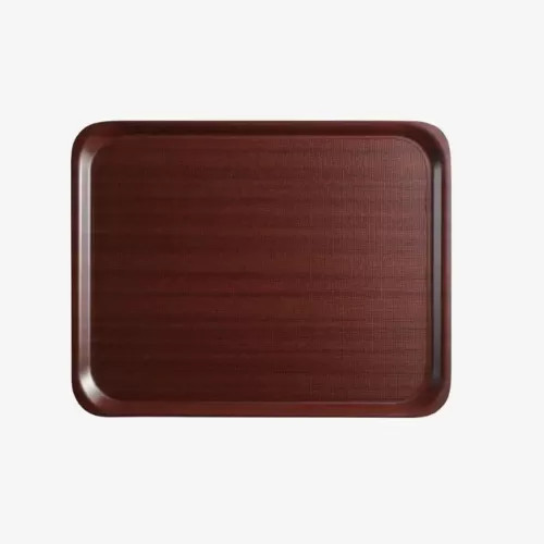 Cambro Mykonos Laminated Mahogany Anti-Slip Rectangular Tray 38x27cm - pack size 1