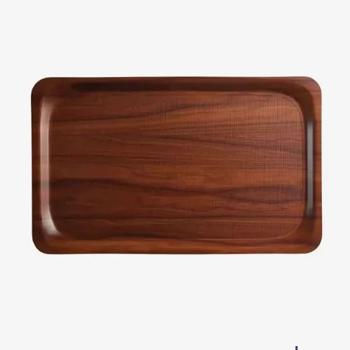 Cambro Mykonos Laminated Walnut Anti-Slip Rectangular Tray 38x27cm - pack size 1