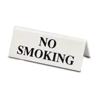Mileta Plastic Tent 4.5 x 10cm Table Sign With Black on White Text - No Smoking - pack size 1