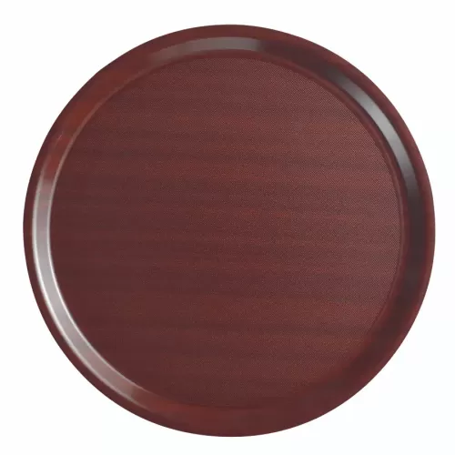 Cambro Mykonos Laminated Mahogany Round Non-Slip Tray 32cm - pack size 1