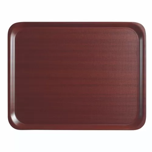 Cambro Mykonos Laminated Mahogany Rectangular Non-Slip Tray 46x36cm - pack size 1
