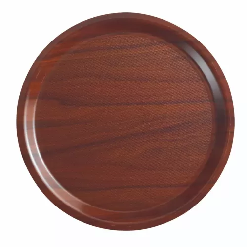 Cambro Mykonos Laminated Walnut Round Non-Slip Tray 32cm - pack size 1