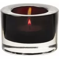 Heavy Base Tealight Holder Black Glass 8cm - pack size 12