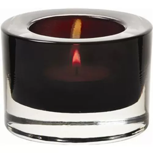 Heavy Base Tealight Holder Black Glass 8cm - pack size 12