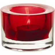 Heavy Base Tealight Holder Red Glass 8cm - pack size 12