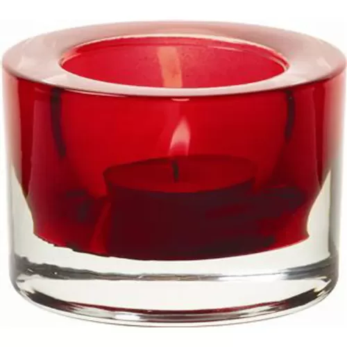 Heavy Base Tealight Holder Red Glass 8cm - pack size 12