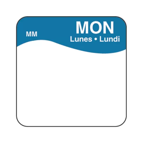 DayMark Label Monday Removable Square 25mm - pack size 1