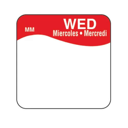 DayMark Label Wednesday Removable Square 25mm - pack size 1