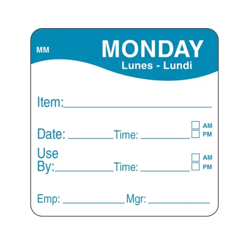 DayMark Label Monday Removable Square 51mm - pack size 1