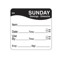 DayMark Label Sunday Removable Square 51mm - pack size 1