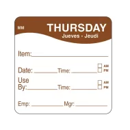 DayMark Label Thursday Removable Square 51mm - pack size 1