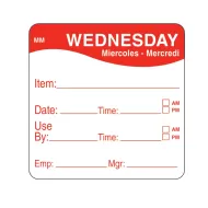 DayMark Label Wednesday Removable Square 51mm - pack size 1