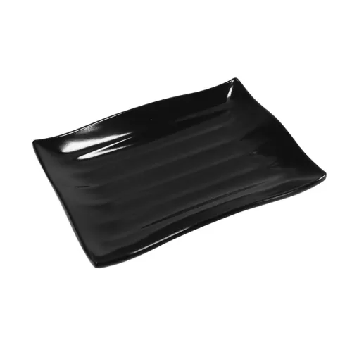 Wavy Platter Black Melamine Oblong 21x15x3cm - pack size 1