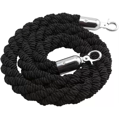 GenWare Barrier Rope Black with Chrome Fittings 1.5m - pack size 1