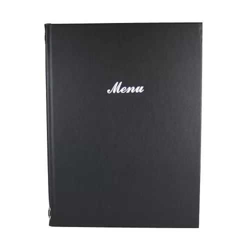 Carrick A4 Buckram Menu 4 card Black 32x24cm - pack size 1