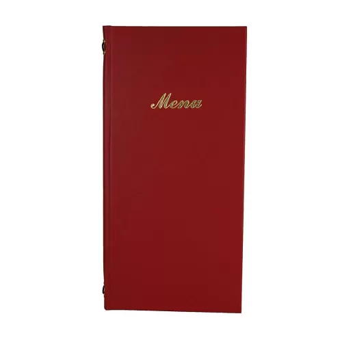 Carrick 2/3rd A4 Buckram Menu 4 card Red 31.5x15.5cm - pack size 1