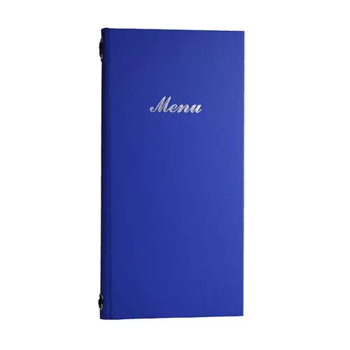 Carrick 2/3rd A4 Buckram Menu 4 card Blue 31.5x15.5cm - pack size 1
