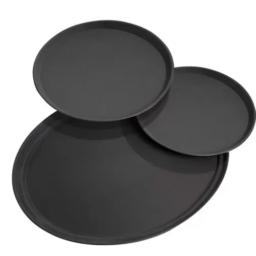Round Black Non Slip Tray 28cm - pack size 1