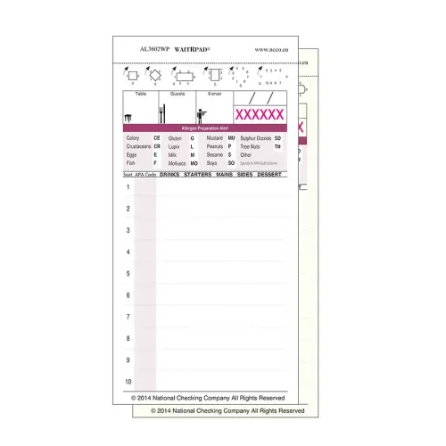 WaitRPad Order Pad Allergen - pack size 1