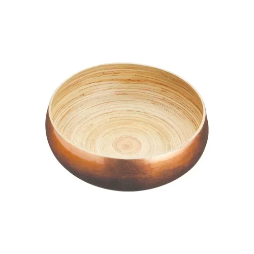Copper Finish Bamboo Serving Bowl 26cm - pack size 1