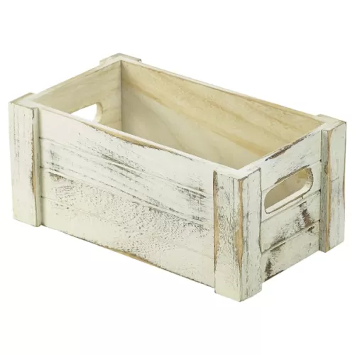 Wooden Crate White Wash Finish 27x16x12cm - pack size 1
