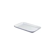 Enamel Tray White With Blue Rim 38.2 x 26.4 x 2.2cm - pack size 1