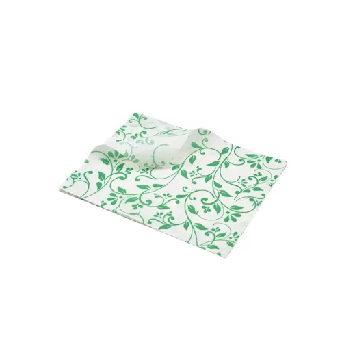 Greaseprof Paper Green Floral Print 25 x 20cm - pack size 1